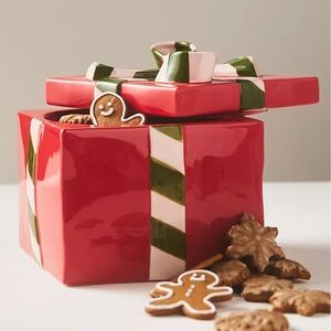 Anthropologie Noelle Stoneware Cookie Jar / New